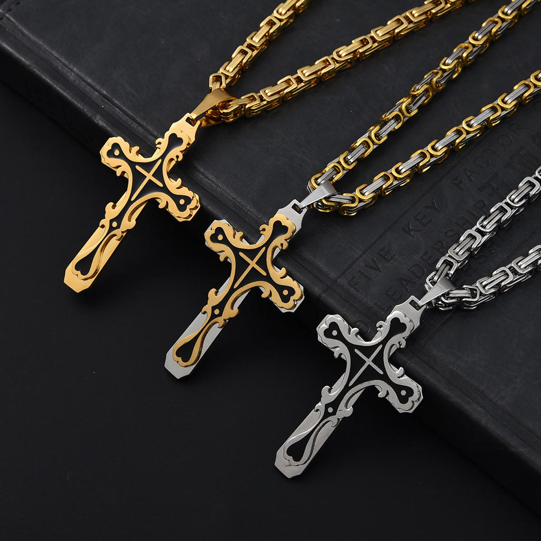 Christianartworkshop Vintage Filigree Tri - Color Cross Necklace: Timeless Faith Jewelry - Golden - image 0