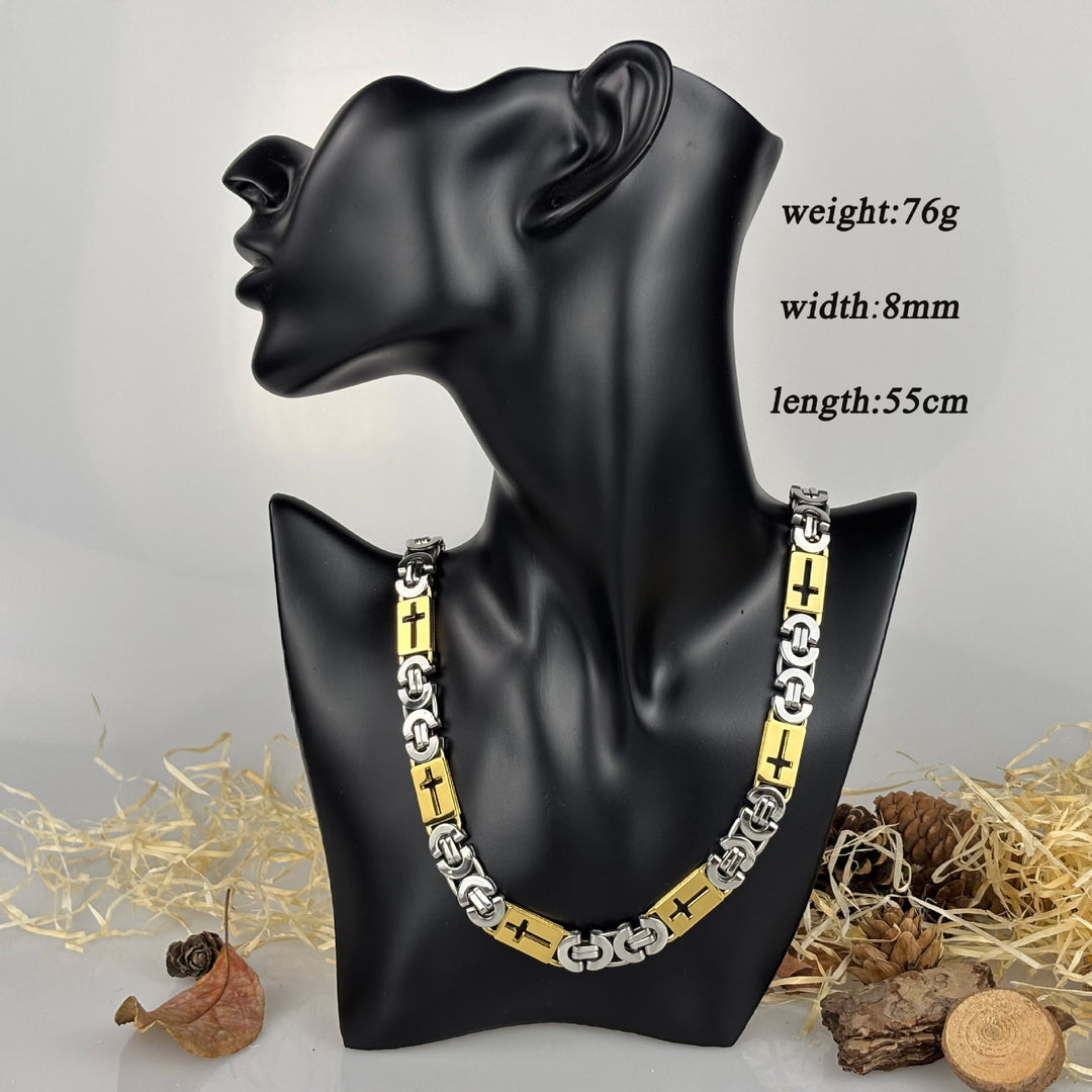 Christianartworkshop Tri - Color Cross - Embedded Chain Necklace & Bracelet: Bold Faith Statement - image 4