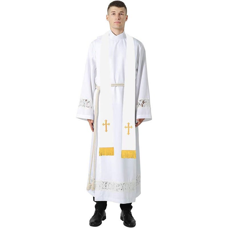 Christianartworkshop Multi-Color Reversible Liturgical Clergy Stole with Golden Fringe - image 3