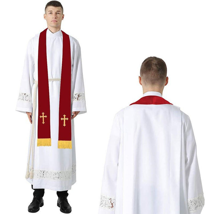 Christianartworkshop Multi-Color Reversible Liturgical Clergy Stole with Golden Fringe - image 2