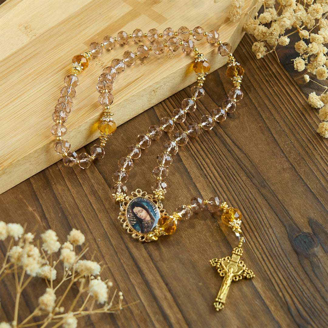 FREE Today: Shining Blue and Amber Rosary with Our Lady Medal and Antique Pardon Crucifix - image 17