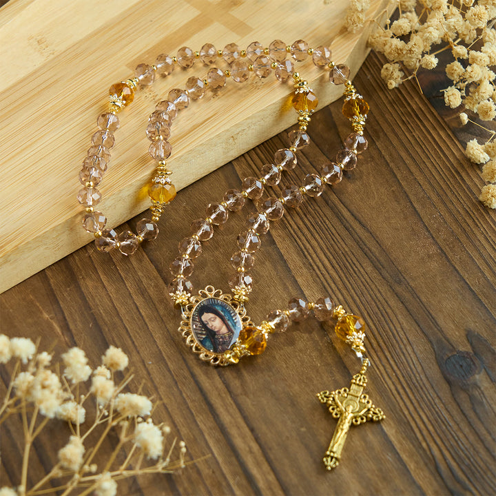 FREE Today: Shining Blue and Amber Rosary with Our Lady Medal and Antique Pardon Crucifix - image 17
