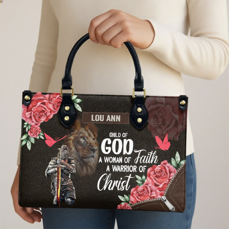 Christianartworkshop Lion of Judah Personalized Leather Handbag with Floral Warrior Motif - image 3