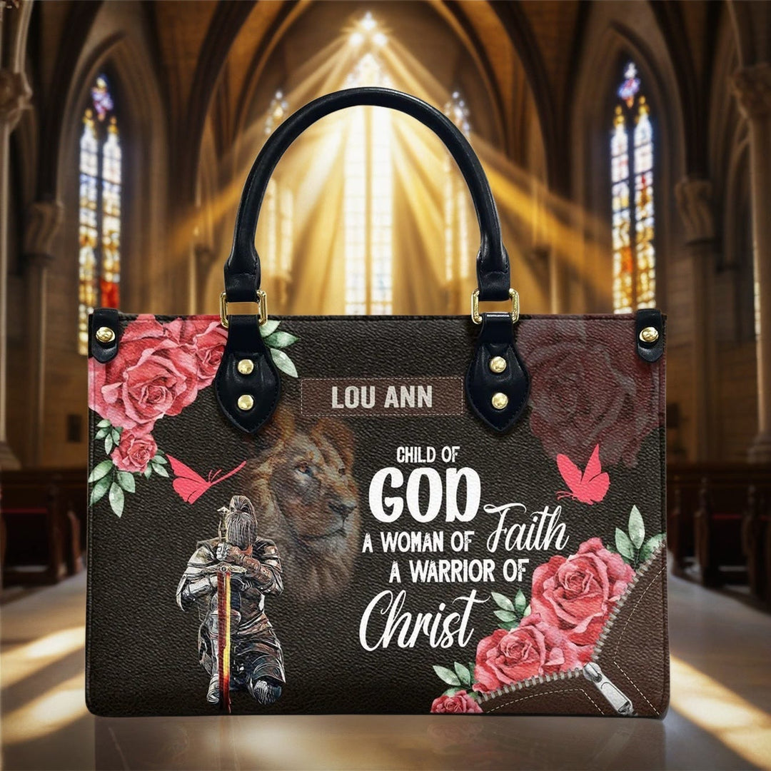 Christianartworkshop Lion of Judah Personalized Leather Handbag with Floral Warrior Motif - L - Regular (No Custom) - image 0