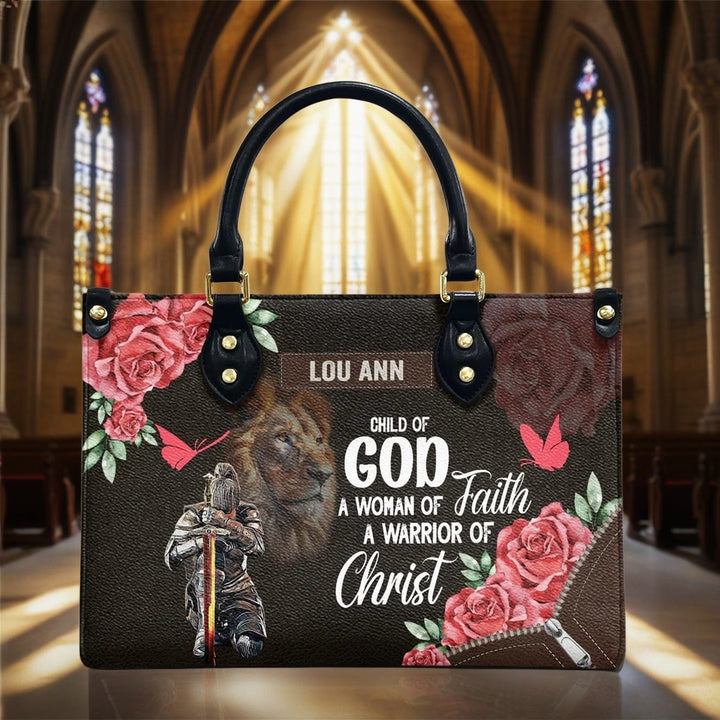 Christianartworkshop Lion of Judah Personalized Leather Handbag with Floral Warrior Motif - L - Regular (No Custom) - image 0