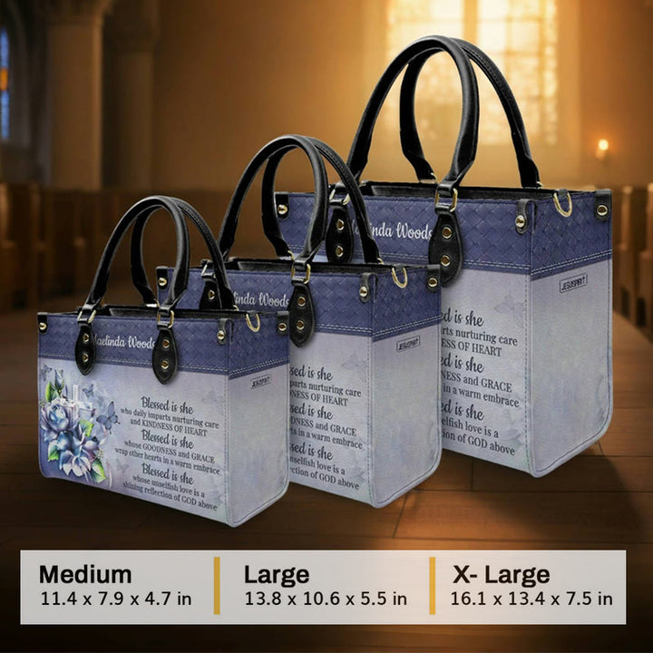 Christianartworkshop I Can Do All Things Through Christ Daisy Floral Personalized Leather Handbag - image 8