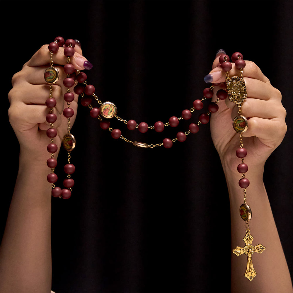 FREE Today: Our Lady of Guadalupe Bead Burgundy Elegance Rosary with Fatima Medal - image 1