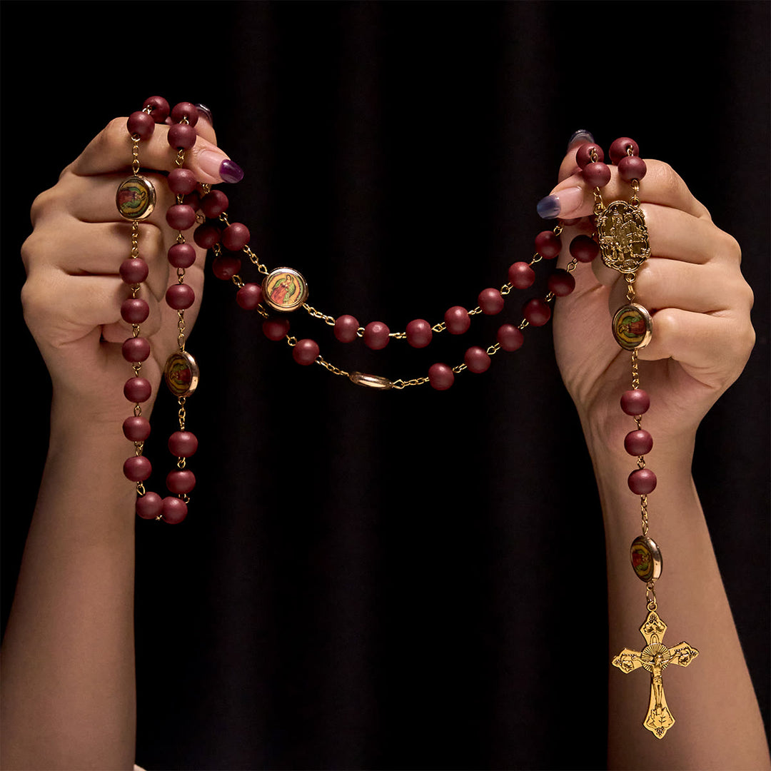 FREE Today: Our Lady of Guadalupe Bead Burgundy Elegance Rosary with Fatima Medal - image 1