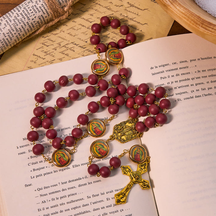 FREE Today: Our Lady of Guadalupe Bead Burgundy Elegance Rosary with Fatima Medal - image 3