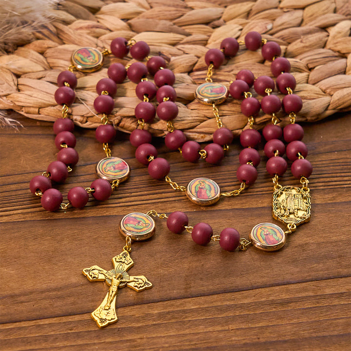 FREE Today: Our Lady of Guadalupe Bead Burgundy Elegance Rosary with Fatima Medal - image 5