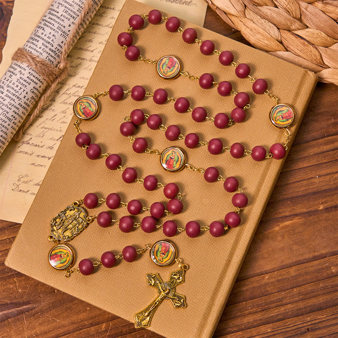 FREE Today: Our Lady of Guadalupe Bead Burgundy Elegance Rosary with Fatima Medal - image 2