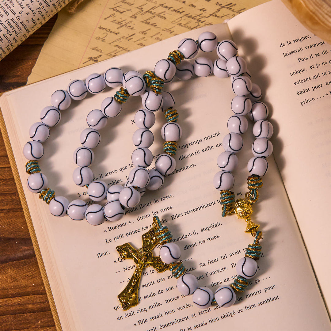 FREE Today: Sports - Centric Tennis Ball Beads Rosary with Crucifix & Holy Grail - image 2