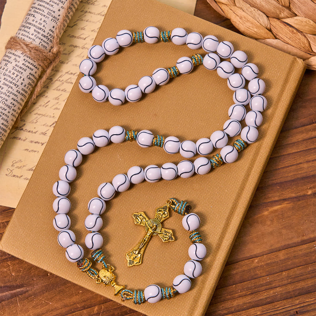 FREE Today: Sports - Centric Tennis Ball Beads Rosary with Crucifix & Holy Grail - Tennis - Themed Rosary - image 0