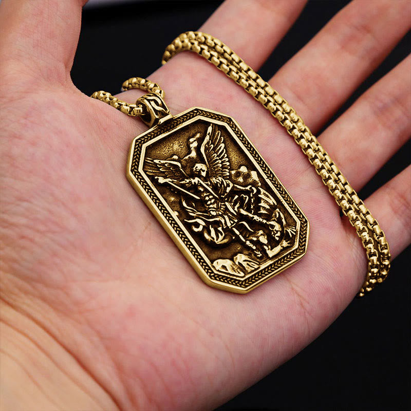 Christianartworkshop Classic Style St. Michael the Archangel Protection Stainless Steel Pendant Necklace - image 17