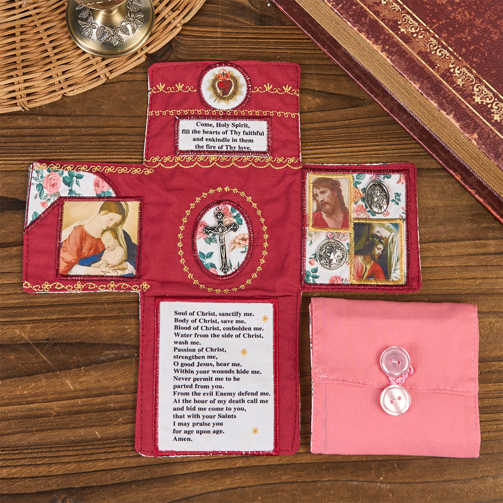FREE Today: Handmade Embroidered Fabric Cross with Charms: A Rare Fusion of Craftsmanship and Faith - Red - image 0