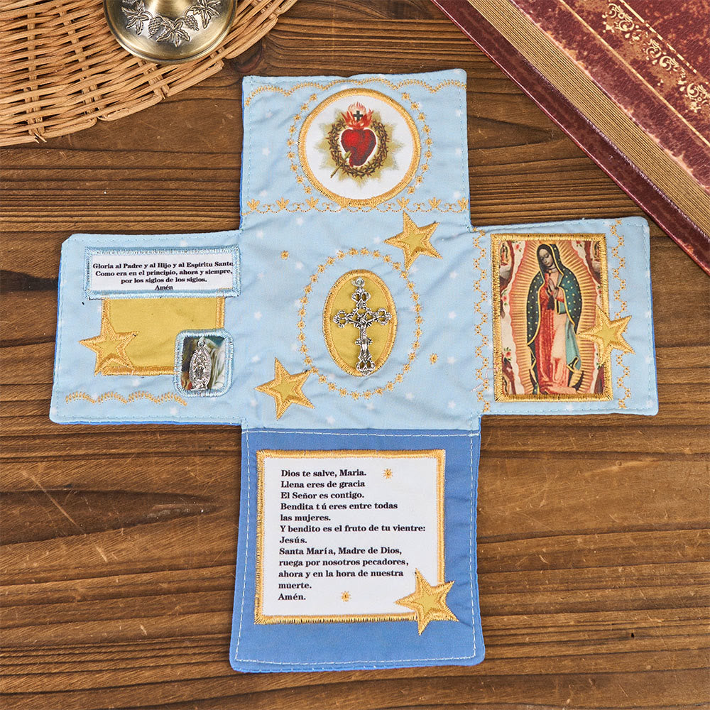 FREE Today: Handmade Embroidered Fabric Cross with Charms: A Rare Fusion of Craftsmanship and Faith - Blue - image 6