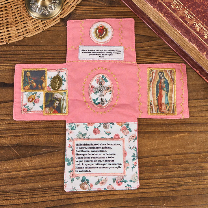 FREE Today: Handmade Embroidered Fabric Cross with Charms: A Rare Fusion of Craftsmanship and Faith - Pink - image 4