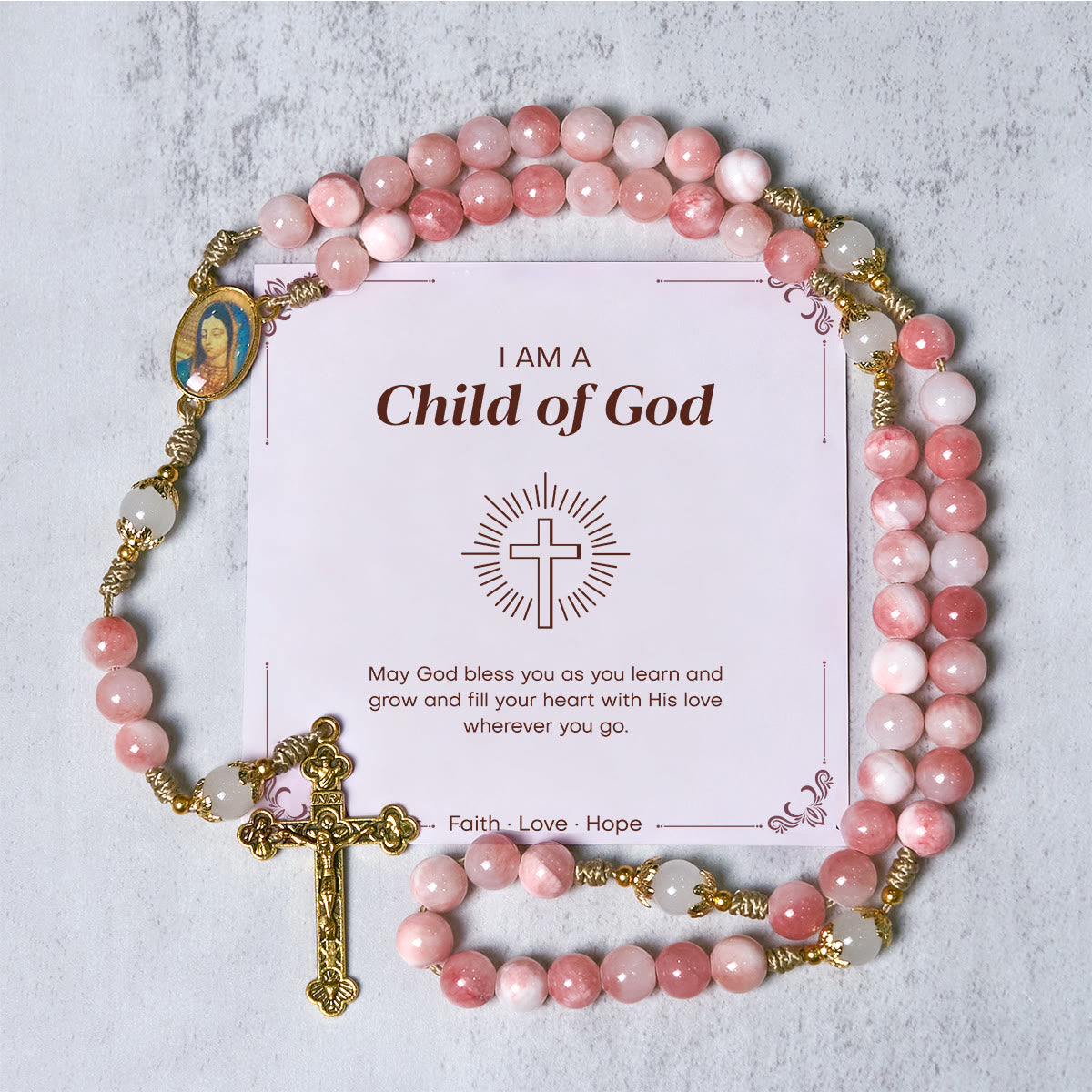 Christianartworkshop PRAYERFUL FAITH: Handmade Pink Glossy Beads