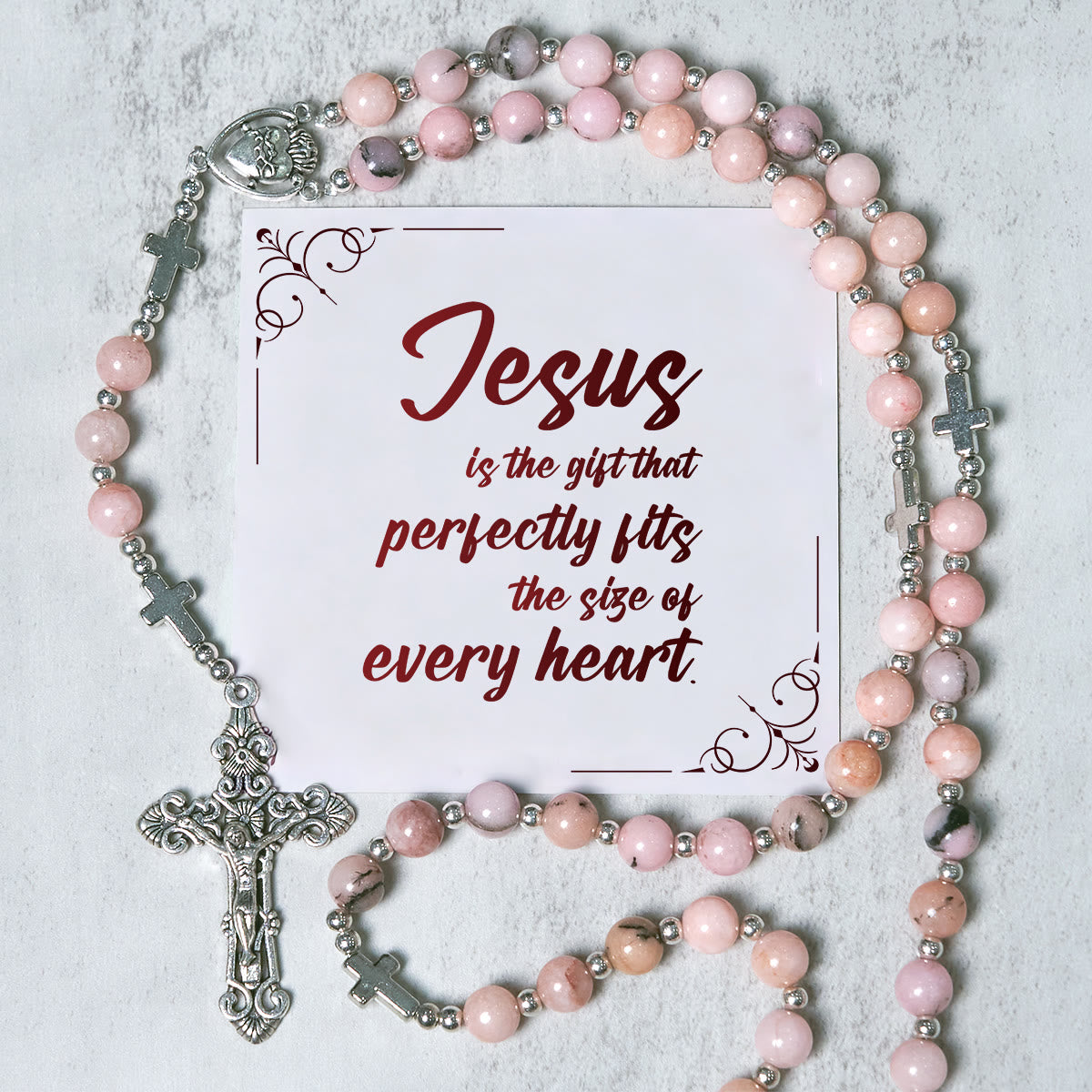 Christianartworkshop Prayerful Faith Pink Gemstone Rosary