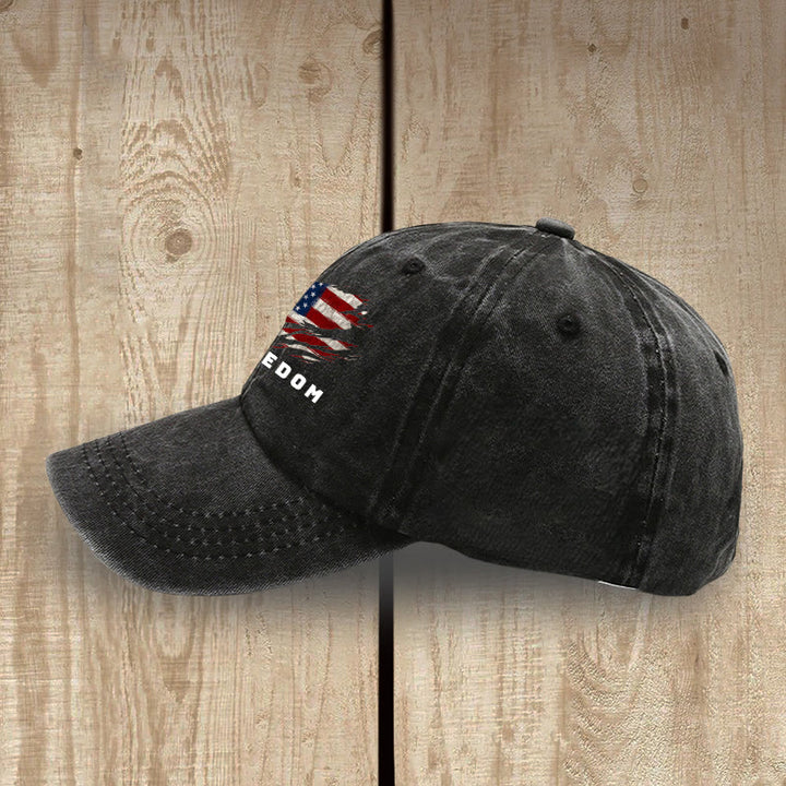 Christianartworkshop Patriotism Washed Hat with Distressed American Flag & FREEDOM Print - image 4