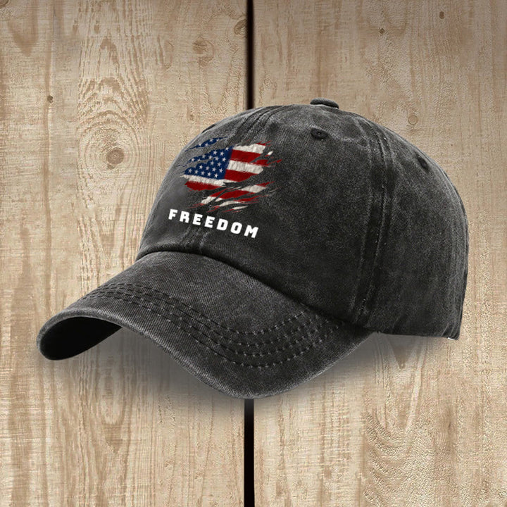 Christianartworkshop Patriotism Washed Hat with Distressed American Flag & FREEDOM Print - image 3