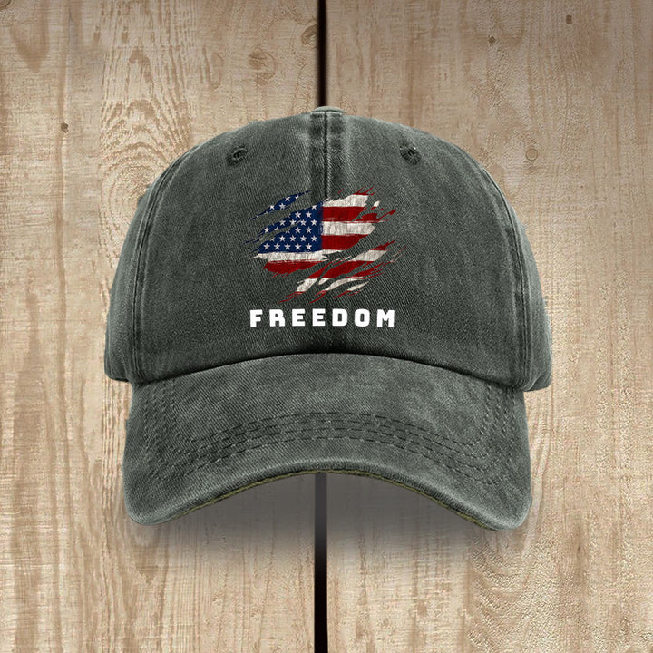 Christianartworkshop Patriotism Washed Hat with Distressed American Flag & FREEDOM Print - Army Green - image 7
