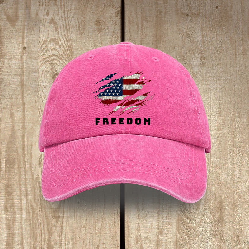 Christianartworkshop Patriotism Washed Hat with Distressed American Flag & FREEDOM Print - Rose - image 13