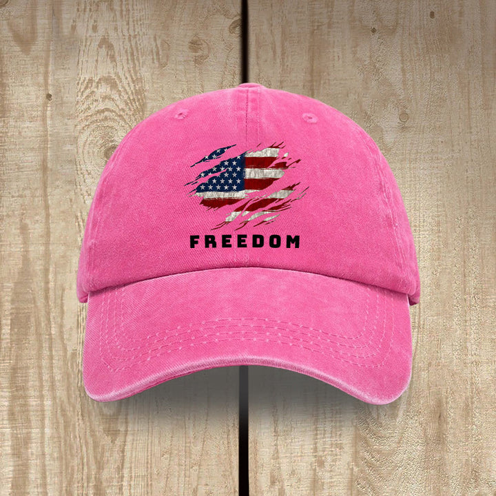 Christianartworkshop Patriotism Washed Hat with Distressed American Flag & FREEDOM Print - Rose - image 13