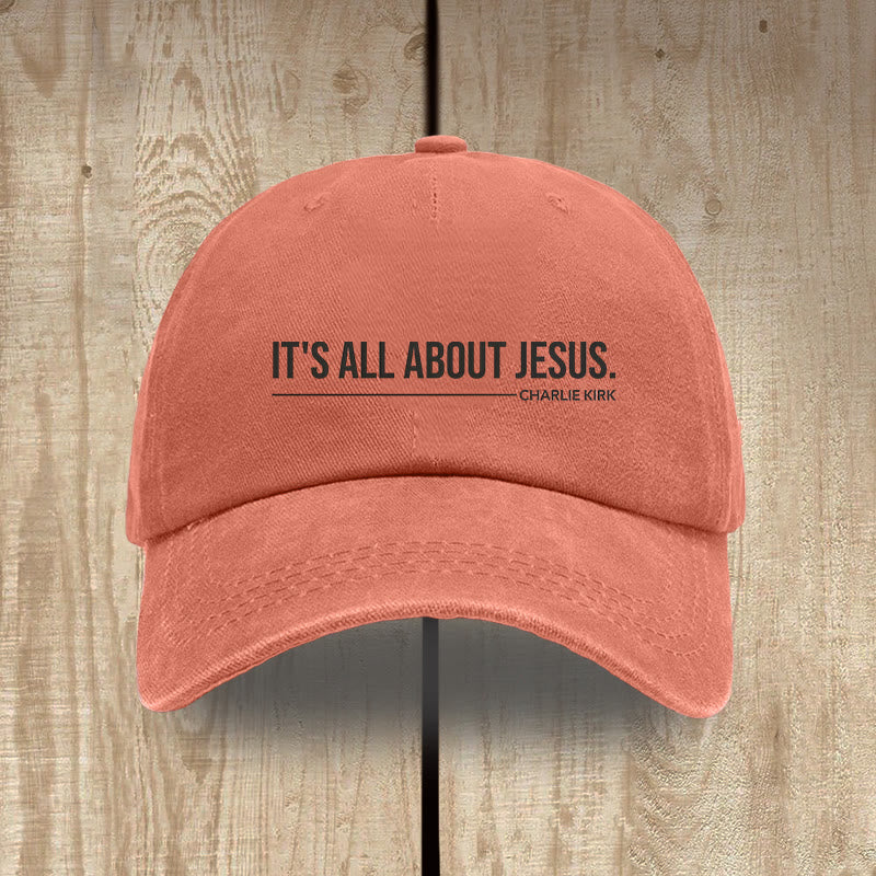 Christianartworkshop Everyday Washed Cotton Cap: It's All About Jesus by Charlie Kirk - Orange - image 15