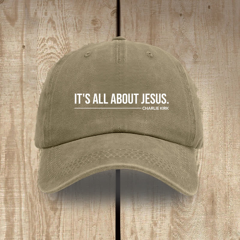 Christianartworkshop Everyday Washed Cotton Cap: It's All About Jesus by Charlie Kirk - Khaki - image 10