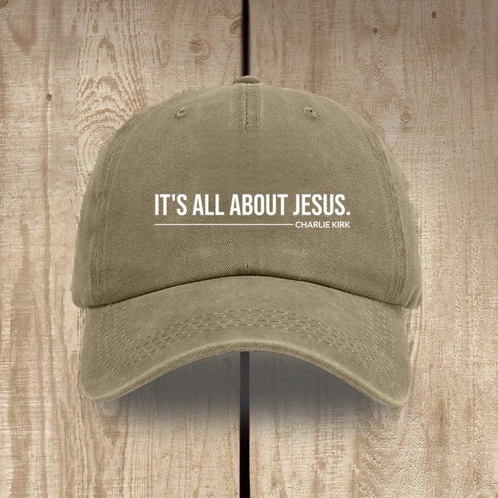 Christianartworkshop Everyday Washed Cotton Cap: It's All About Jesus by Charlie Kirk - Khaki - image 10