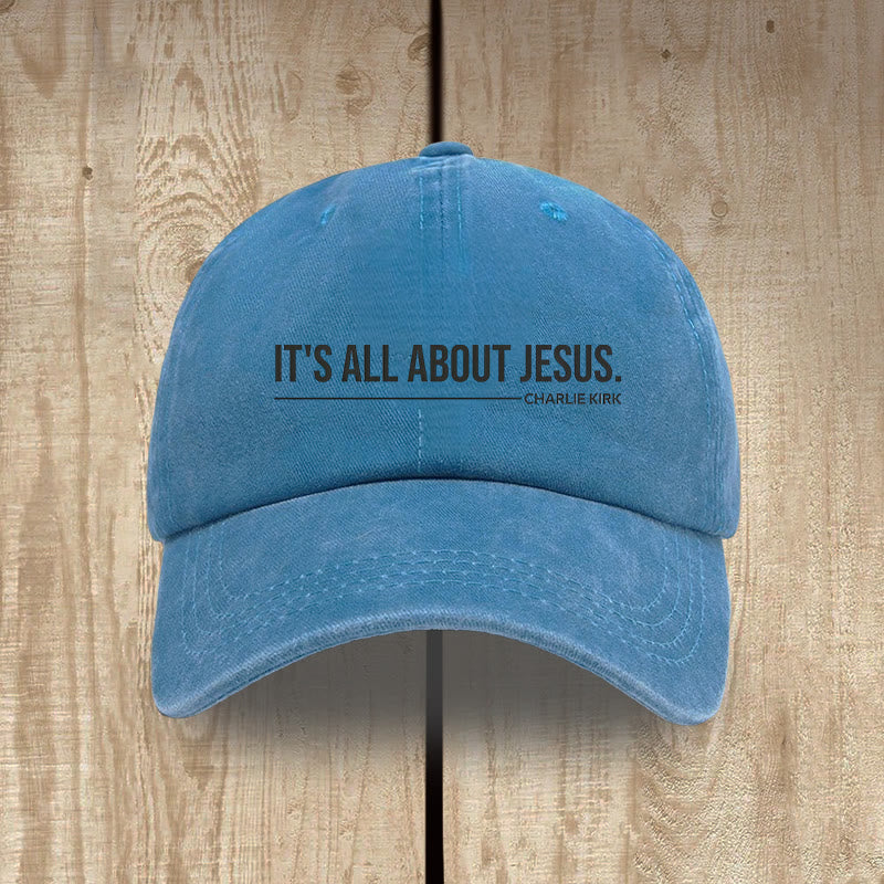 Christianartworkshop Everyday Washed Cotton Cap: It's All About Jesus by Charlie Kirk - Royal Blue - image 8