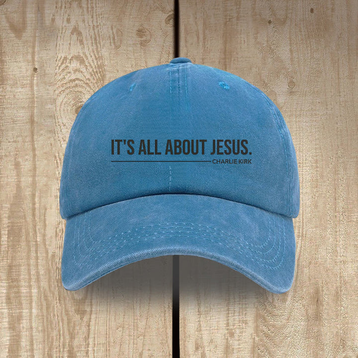 Christianartworkshop Everyday Washed Cotton Cap: It's All About Jesus by Charlie Kirk - Royal Blue - image 8