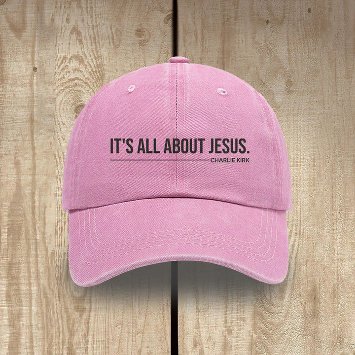 Christianartworkshop Everyday Washed Cotton Cap: It's All About Jesus by Charlie Kirk - Pink - image 12