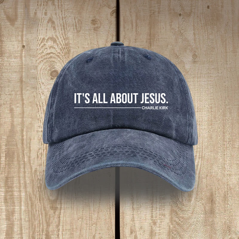 Christianartworkshop Everyday Washed Cotton Cap: It's All About Jesus by Charlie Kirk - Navy Blue - image 9