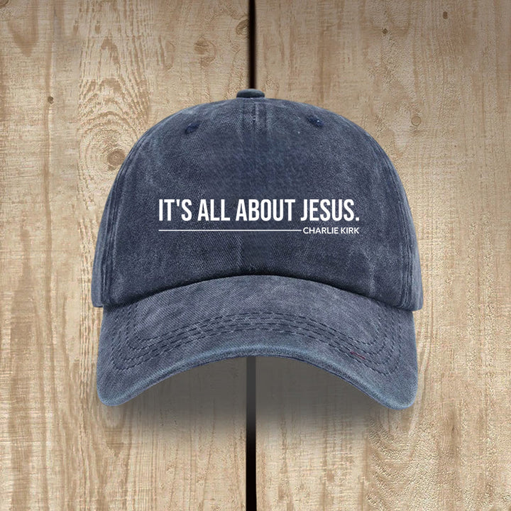 Christianartworkshop Everyday Washed Cotton Cap: It's All About Jesus by Charlie Kirk - Navy Blue - image 9
