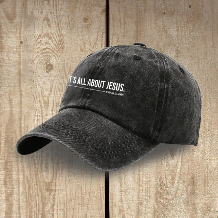 Christianartworkshop Everyday Washed Cotton Cap: It's All About Jesus by Charlie Kirk - image 3