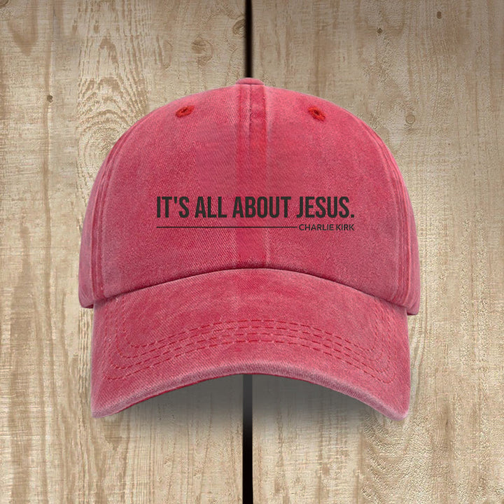 Christianartworkshop Everyday Washed Cotton Cap: It's All About Jesus by Charlie Kirk - Red - image 6