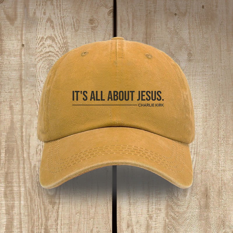 Christianartworkshop Everyday Washed Cotton Cap: It's All About Jesus by Charlie Kirk - Yellow - image 16