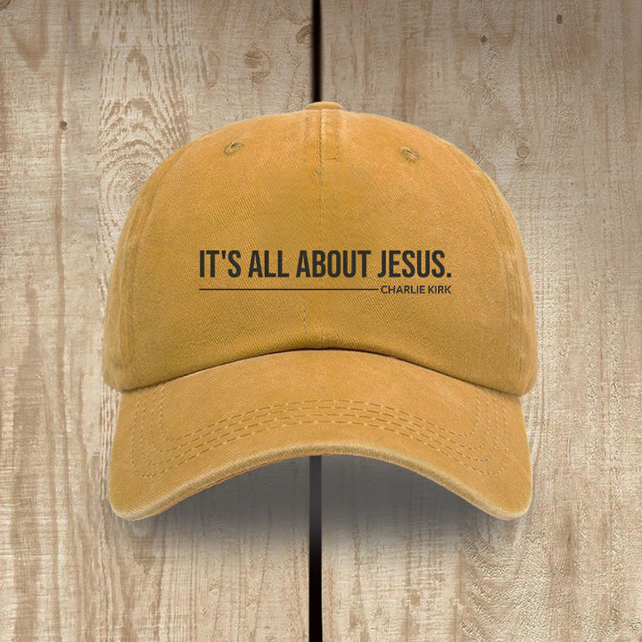 Christianartworkshop Everyday Washed Cotton Cap: It's All About Jesus by Charlie Kirk - Yellow - image 16