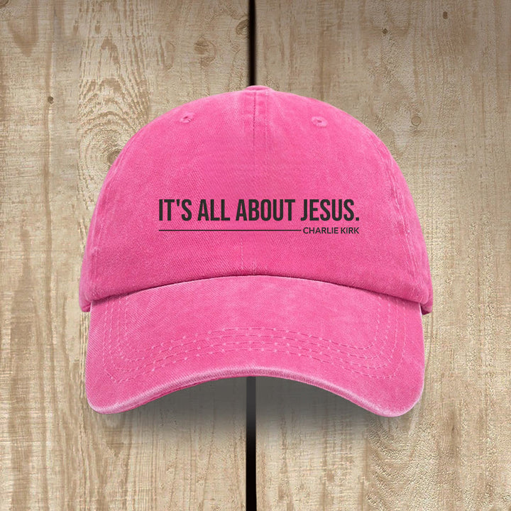 Christianartworkshop Everyday Washed Cotton Cap: It's All About Jesus by Charlie Kirk - Rose - image 13