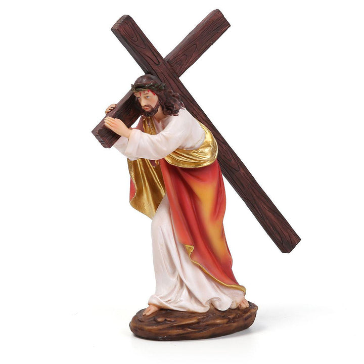 Christianartworkshop Christmas Jesus Carrying Cross Figurine with Thorn Crown - image 3