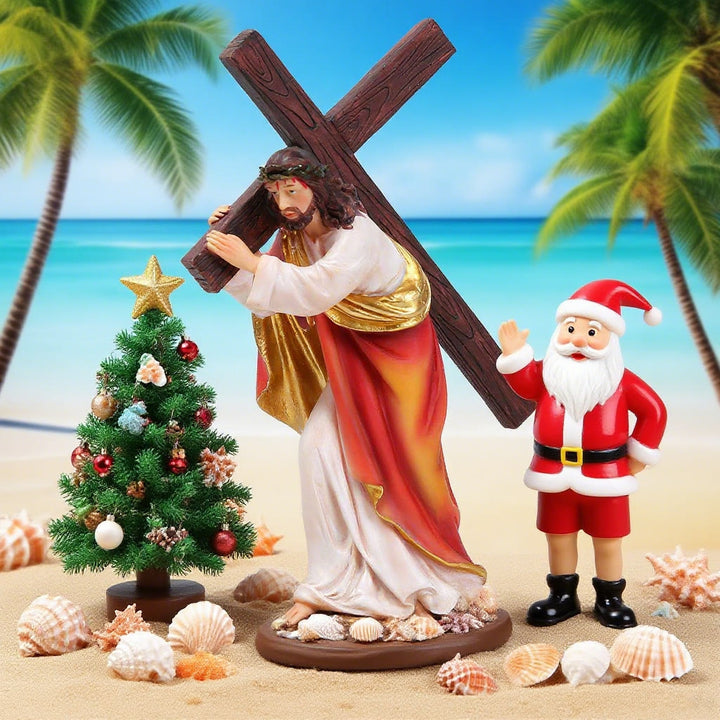 Christianartworkshop Christmas Jesus Carrying Cross Figurine with Thorn Crown - image 2