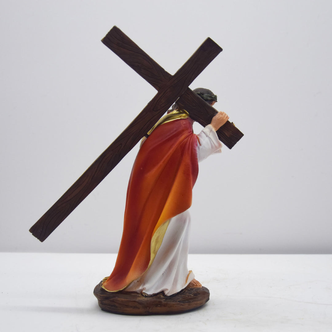 Christianartworkshop Christmas Jesus Carrying Cross Figurine with Thorn Crown - image 4