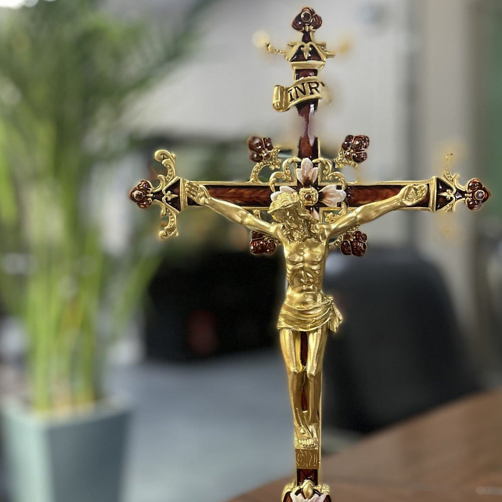 Christianartworkshop INRI Inscribed Crucifix Figurine with Ornate Craftsmanship - image 1
