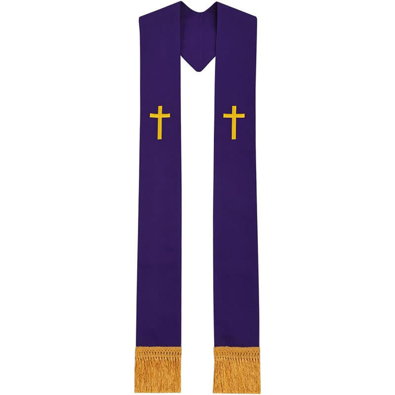 Christianartworkshop Traditional Multi-Color Clergy Stole with V-Neck & Straight Neck - Purple (V-Neck) - image 19