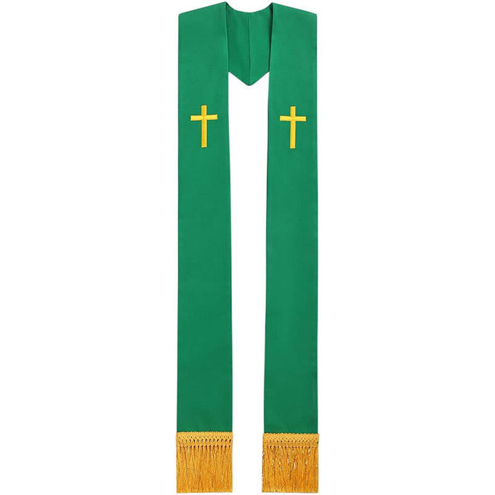 Christianartworkshop Traditional Multi-Color Clergy Stole with V-Neck & Straight Neck - Green (V-Neck) - image 17
