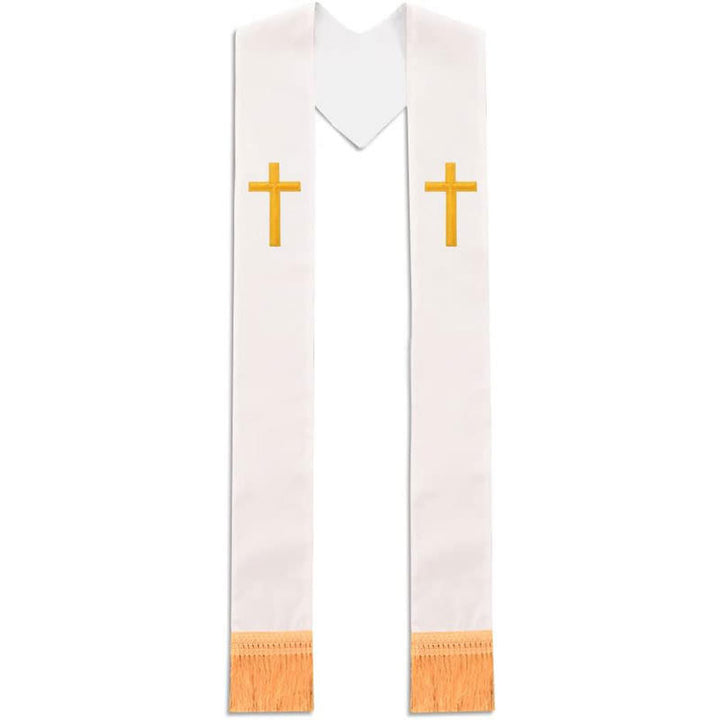 Christianartworkshop Traditional Multi-Color Clergy Stole with V-Neck & Straight Neck - White (V-Neck) - image 13