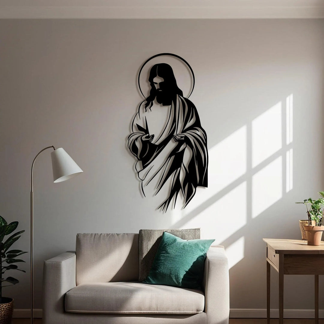 Christianartworkshop Jesus with Halo Silhouette Metal Wall Decor for Faithful Home - image 3