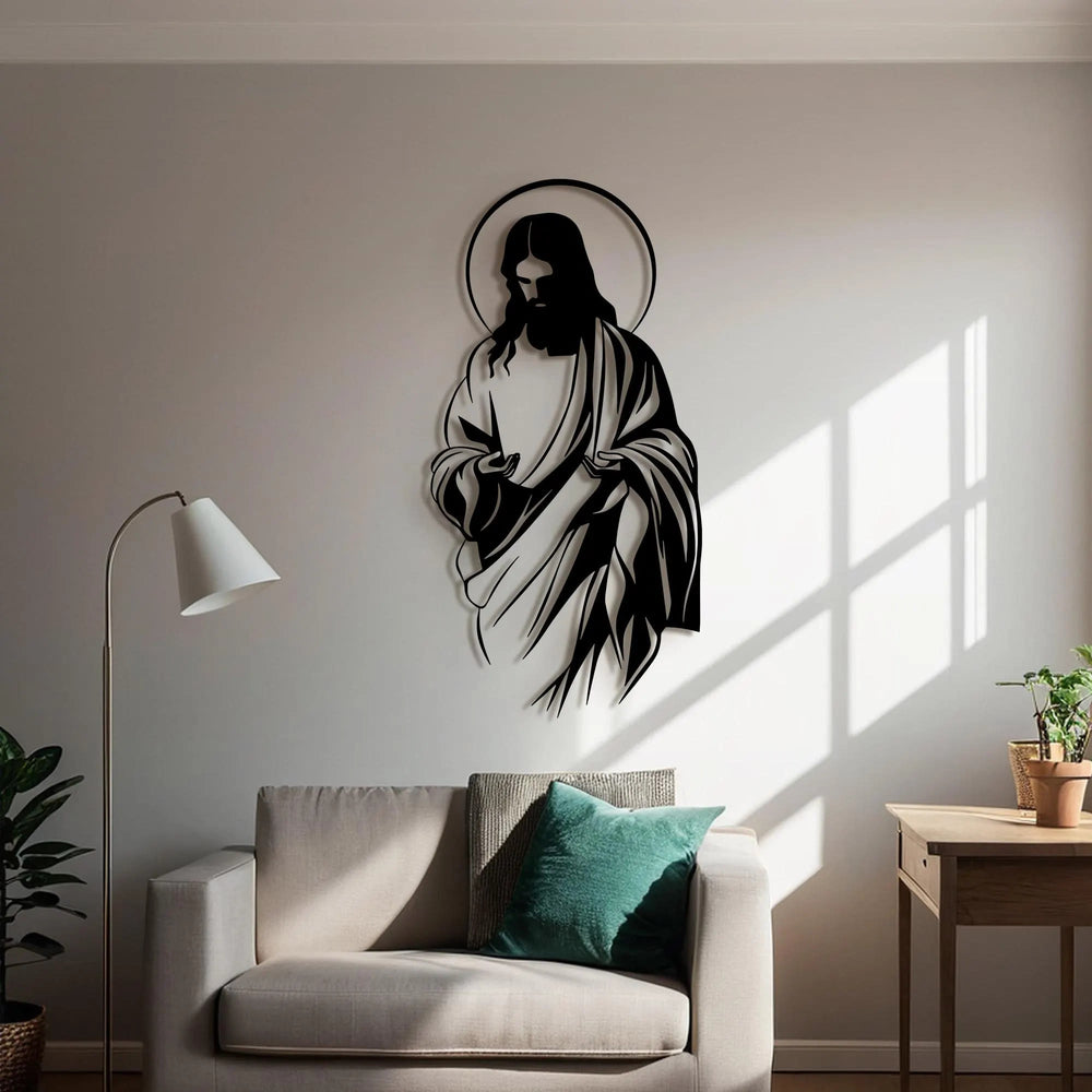 Christianartworkshop Jesus with Halo Silhouette Metal Wall Decor for Faithful Home - image 1